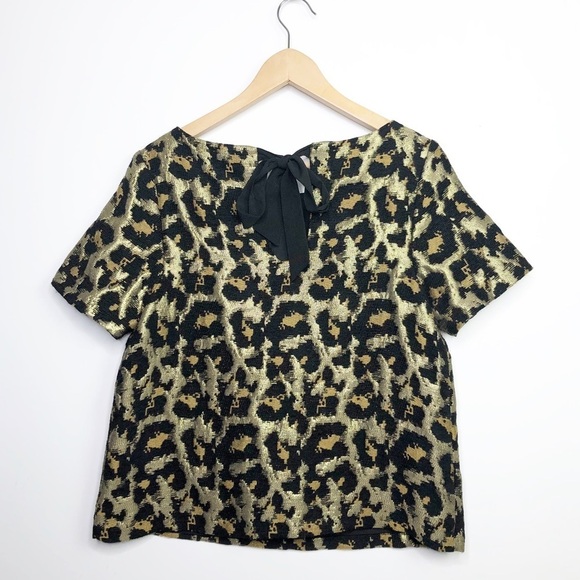 HUTCH by Anthropologie Gold/black metallic blouse - Picture 2 of 13